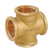 RACCORDO A CROCE INTERMEDIO IN OTTONE GIALLO SERIE 1500 1X1X1X1  FEMMINA   TIEMME RACCORDERIE SPA