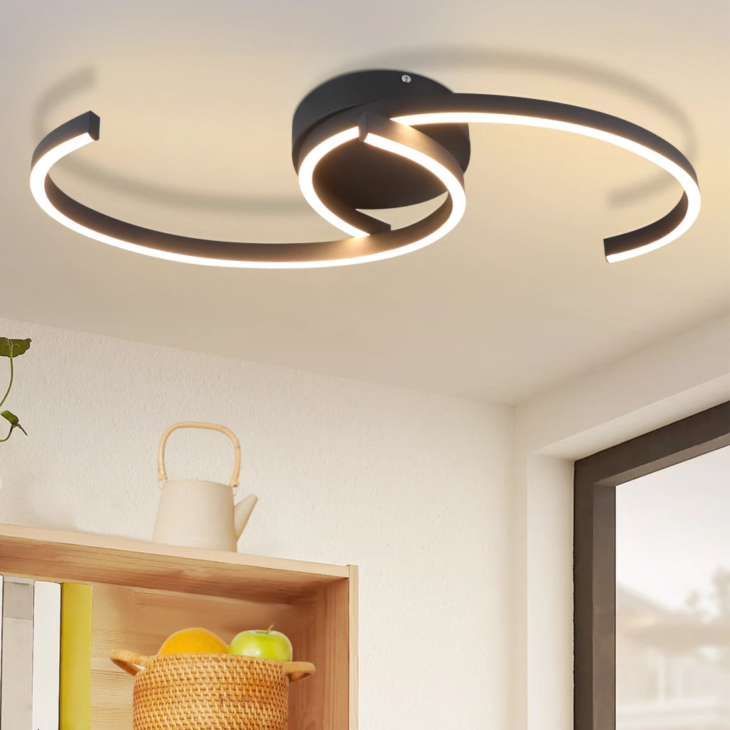 ZMH Lampada da soffitto plafoniera LED moderna nera 24W 3000K bianco caldo per soggiorno