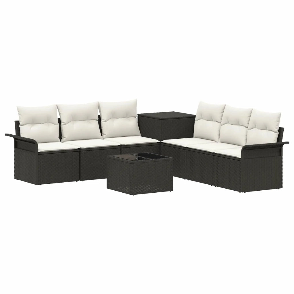 Set di divani 8 pz Nero e Bianco Crema 3447991