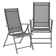 Set Kalamata di 2 Sedie Pieghevoli da Giardino con Braccioli e Schienale Reclinabile - Grigio Scuro [en.casa]
