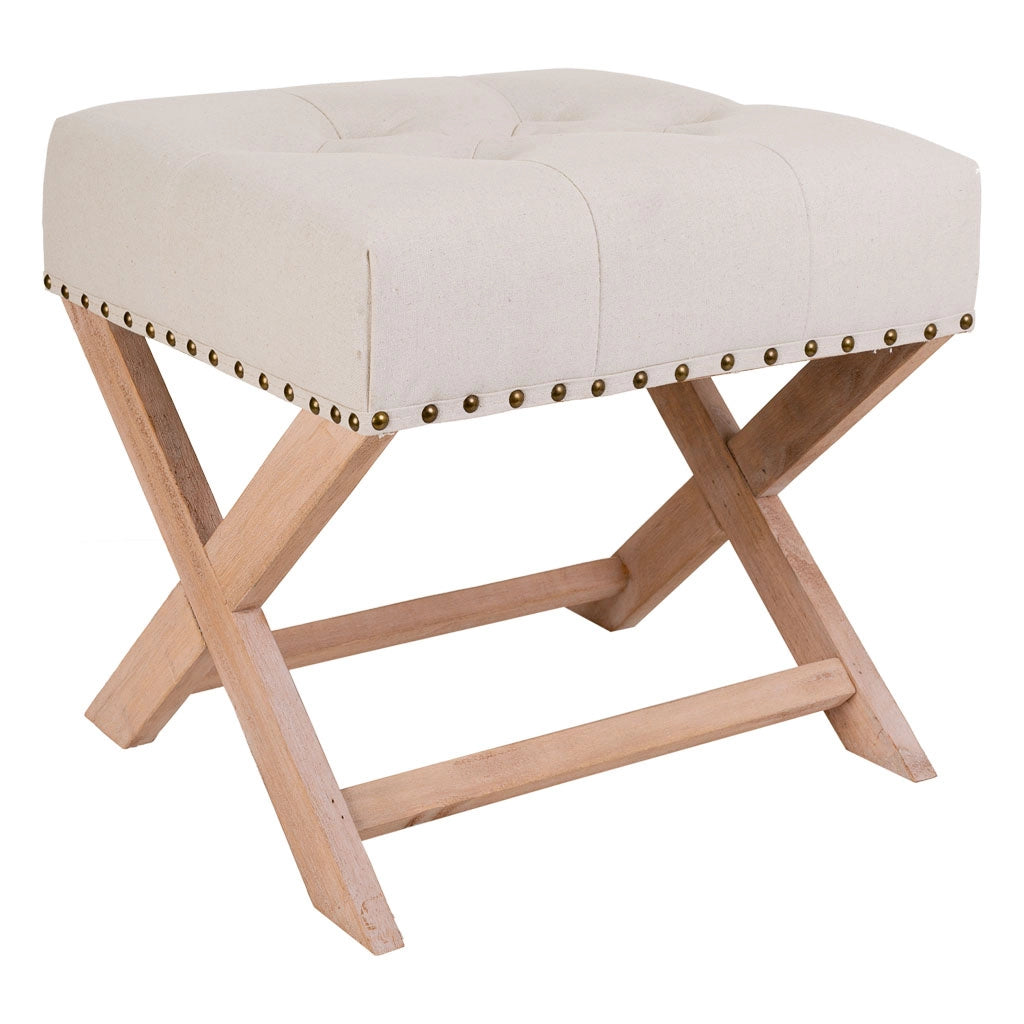 Sgabello imbottita in legno panna 49x46x46h