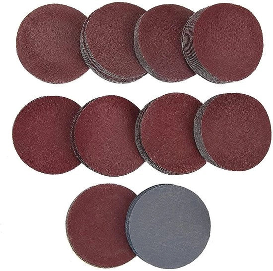 Set di 100 pezzi di carta vetrata - Dischi abrasivi per levigare - Color terra - Duraturo e pratico - Adatto per legno e metallo