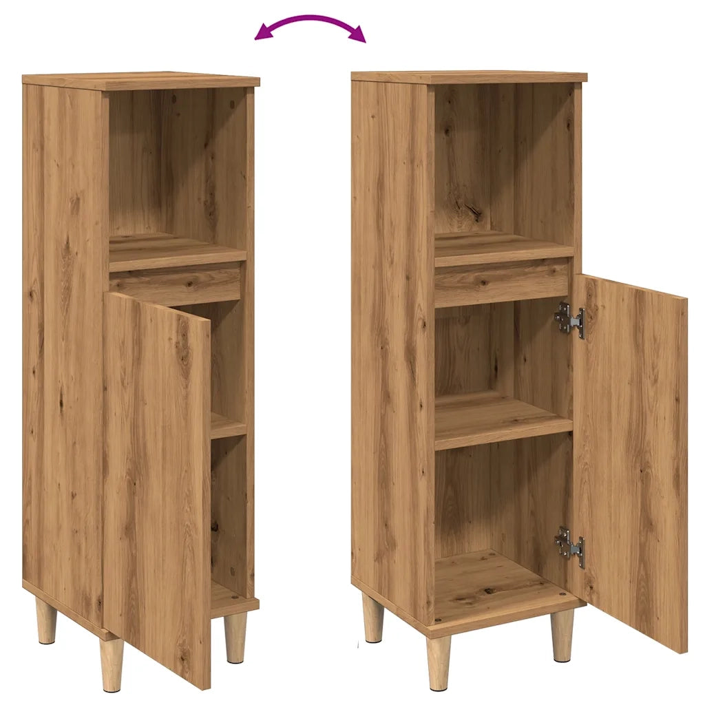 Armadietto da Bagno Rovere Artigianale 30x30x100 cm Truciolato 857109