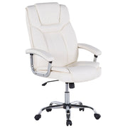 Sedia dirigenziale da ufficio in ecopelle beige con ruote regolabili in altezza del sedile girevoli