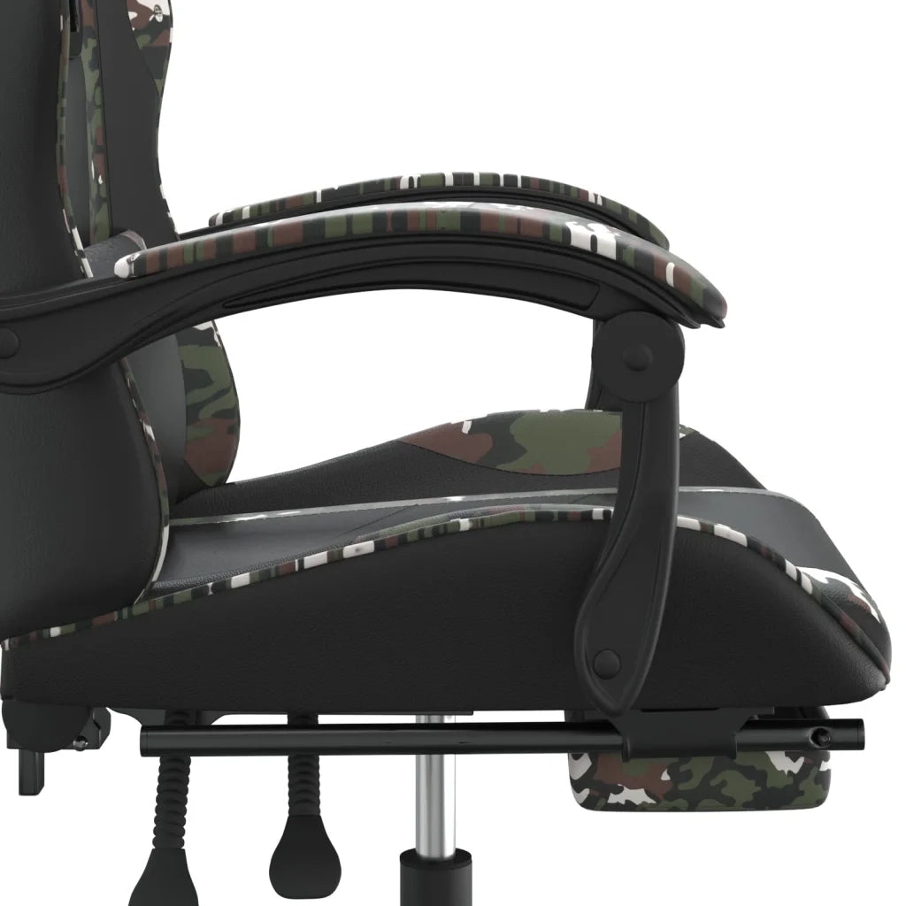 vidaXL Sedia da Gaming con Poggiapiedi Nero e Mimetico in Similpelle