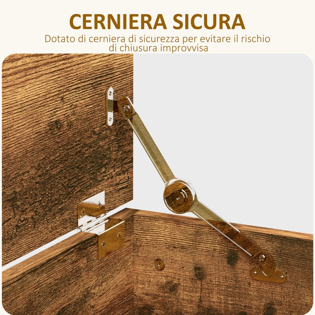 Panca Contenitore Capacità 60 kg 100x40x40 cm in Legno Marrone