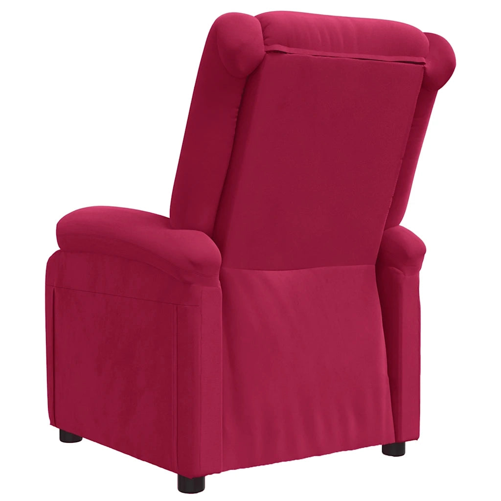 Poltrona Reclinabile Rosso Vino in Velluto 342404