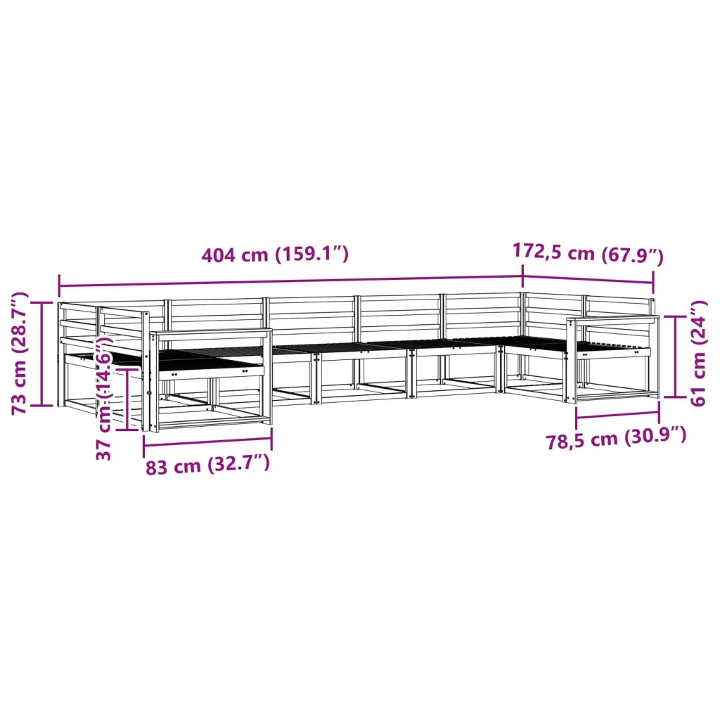 Set di divani da esterno 7 pcs Bianco Legno di Acacia Massello 3386973