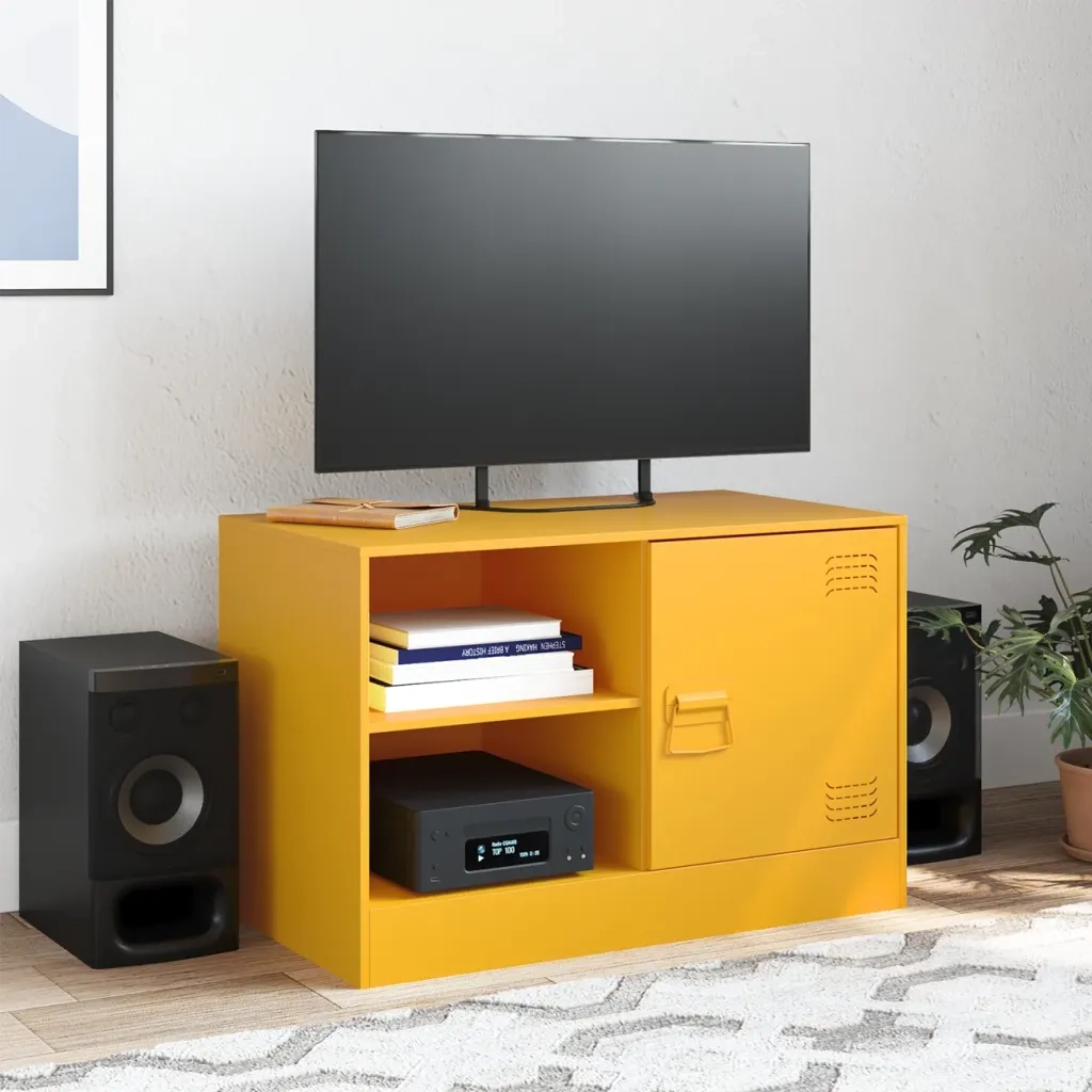 Mobili TV 2 pz Giallo Senape 67x39x44 cm in Acciaio 841697