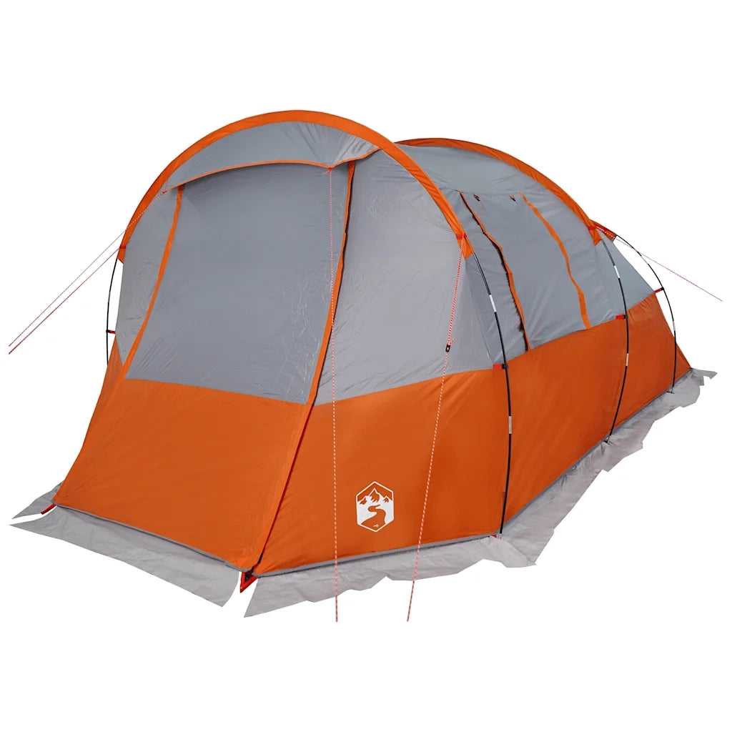 Tenda da Campeggio a Tunnel per 4 Persone-Tenda per Escursionismo Grigio e Arancione 728764