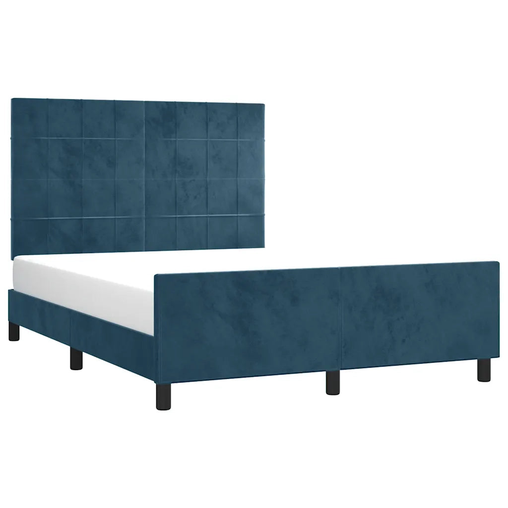 Giroletto senza Materasso-Struttura Letto Blu Scuro 140x190 cm in Velluto