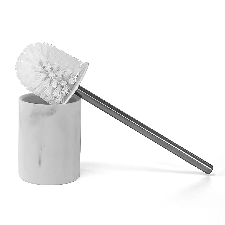Portascopino da appoggio effetto marmo bianco in resina linea Ivy