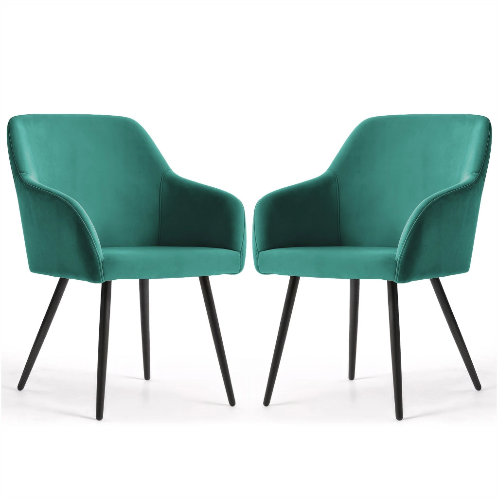 Set di 2 Sedie in velluto liscio ESTELLE Verde Bottiglia gambe nere