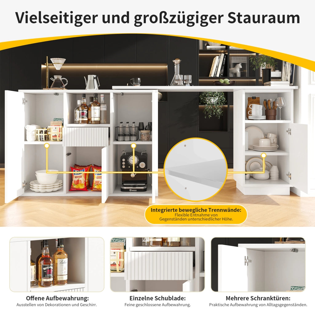 BANCONE BAR Girevole 210x30x100,9 cm MDF Bianco
