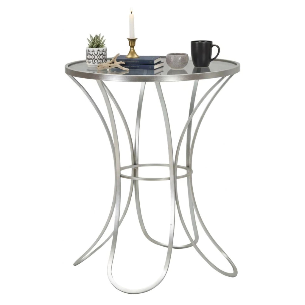 Tavolino da salotto Molina, Tavolo basso da caffè, Portariviste per divano, Ripiano da soggiorno, 56x56 h68 cm, Argento
