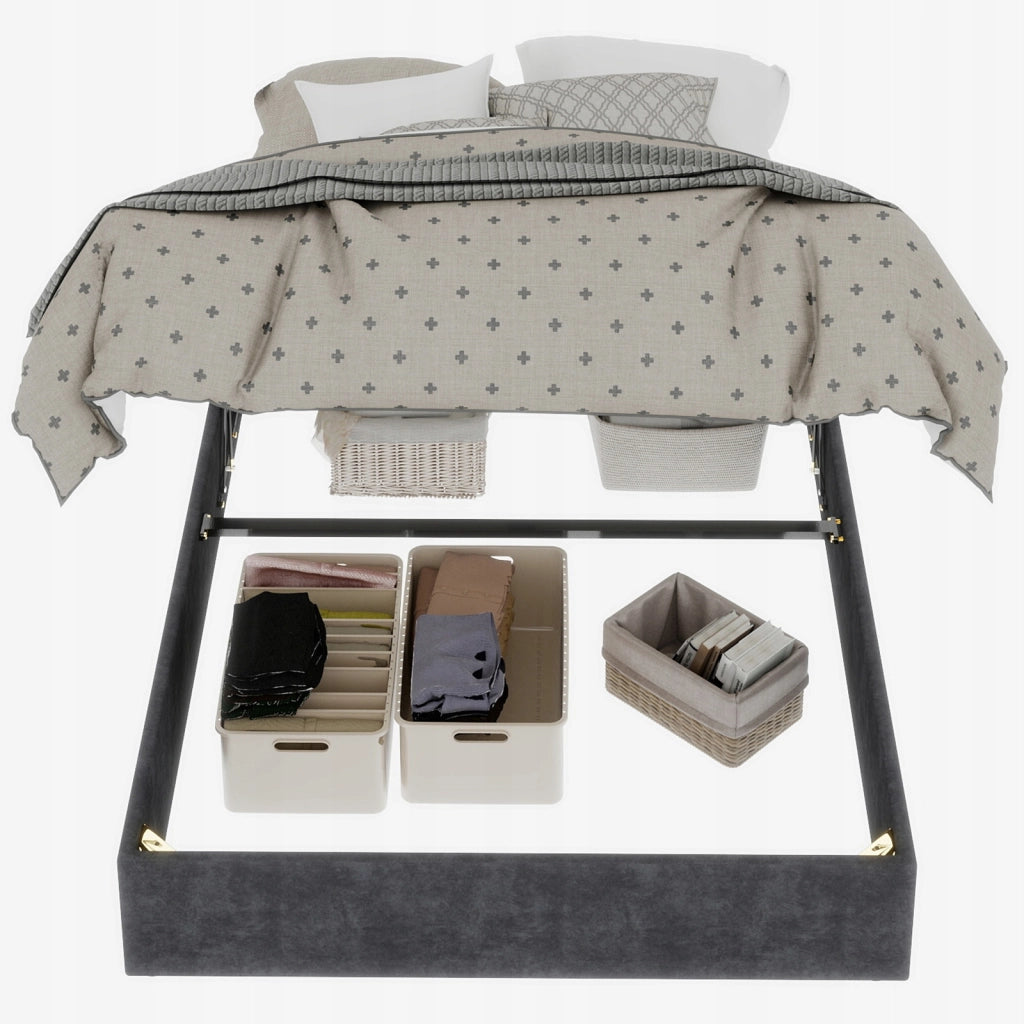Letto minimalista - Xylo - 140x200 - Grigio velluto olandese