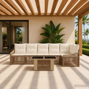 Set Divano da Giardino 7 pz Beige e Bianco Crema polyrattan 3437253