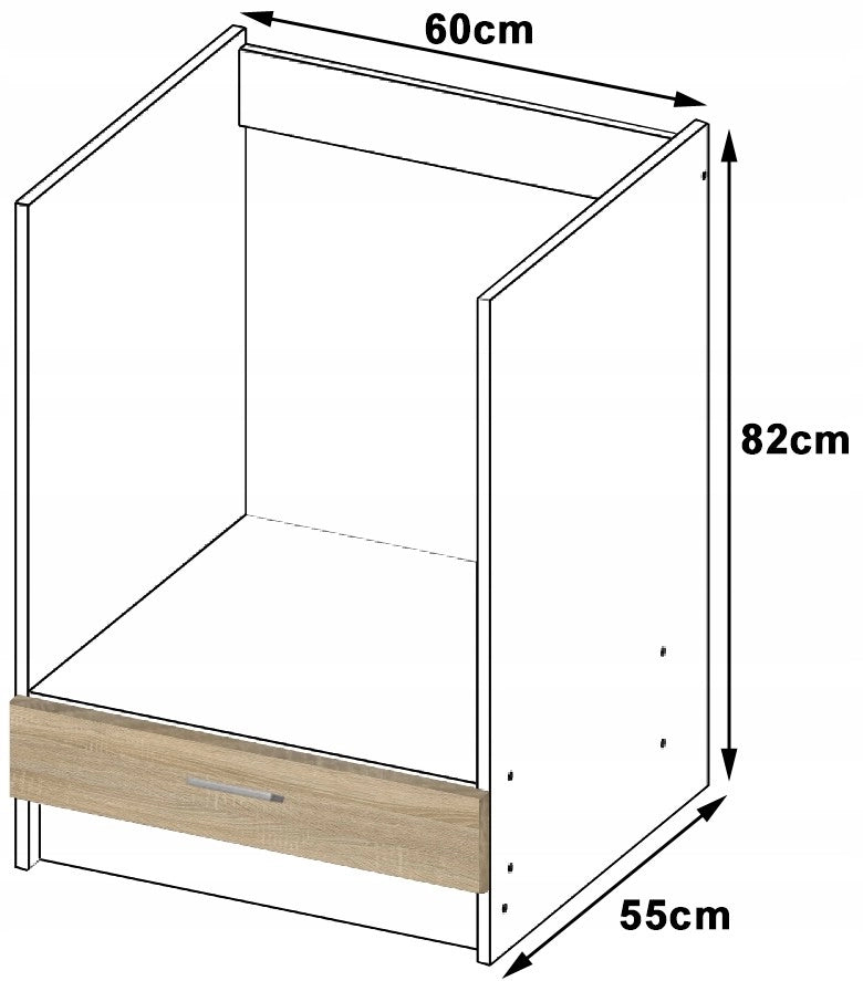 Mobile da cucina per incasso del forno AKORD S60 sistema LIMA Bianco 60 cm 1 anta inserto frontale Sonoma Quercia 60x55x82 cm