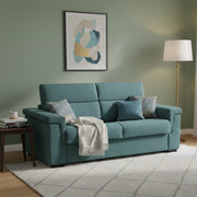 Nus, Divano Letto 3 Posti Sfoderabile Made in Italy, 225x95 cm Azzurro