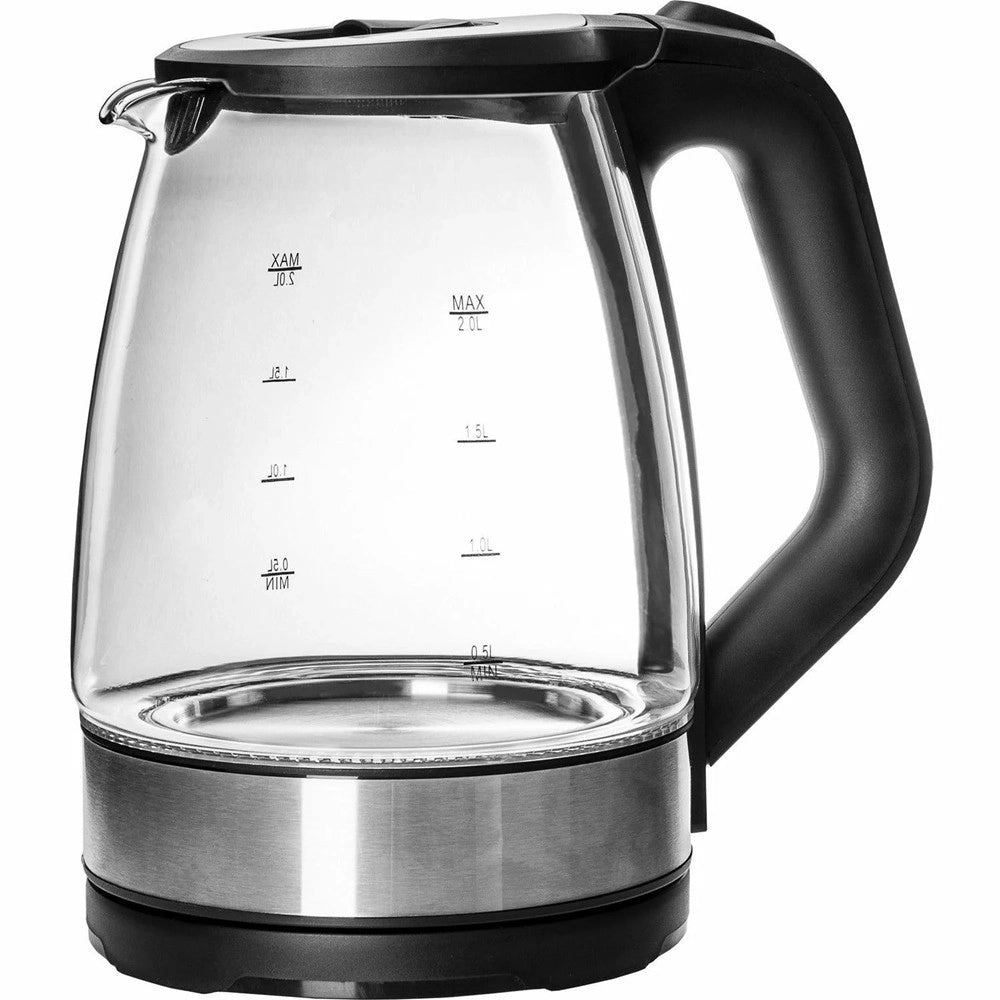 Trade Shop - Bollitore Elettrico In Vetro 2 Lt 2200w Spegnimento Automatico Per Caffè Solubile Tisane -