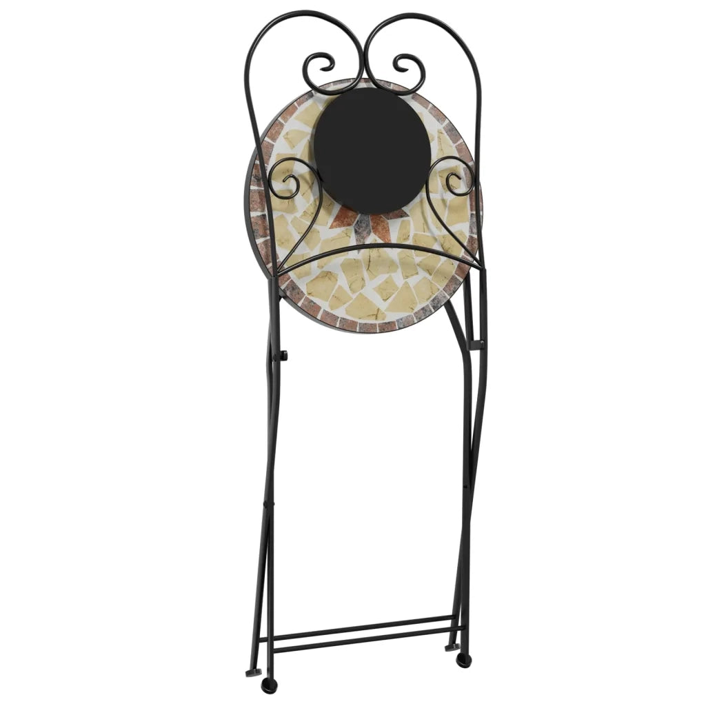 Set da Bistrot con Mosaico Terracotta e Bianco Ferro e Ceramica 3216356