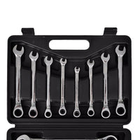 Valigetta set di 12 chiavi combinate a cricchetto garage officina attrezzi fai da te nere 3402056