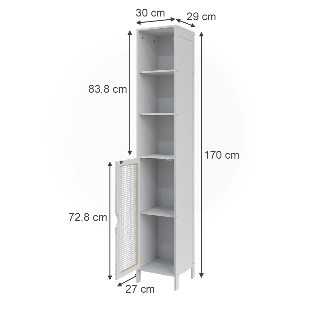 Vicco Armadio per il bagno Bianco 30 x 170 cm con 1 porta