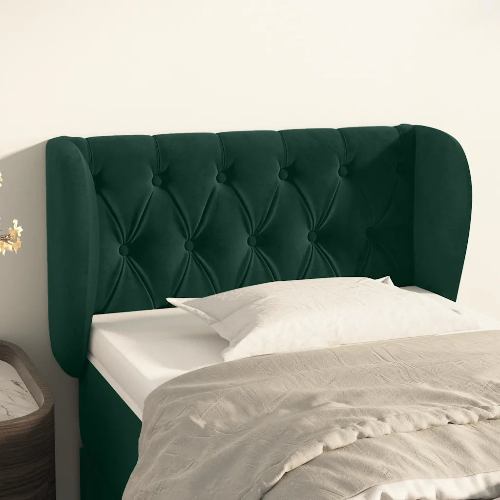 Testiera ad Orecchio-Testata con Orecchie Verde Scuro 83x23x78/88 cm in Velluto 469699