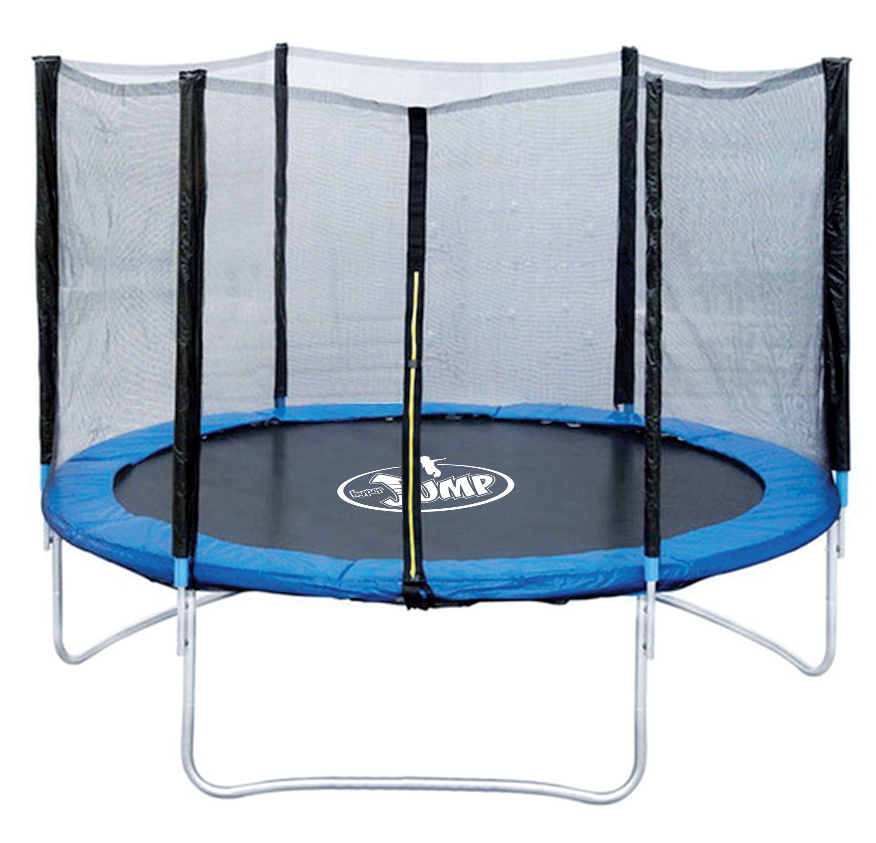Trampolino Tappeto Elastico Ø244x200 cm in Acciaio con Rete di Protezione Nero e Blu