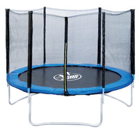 Trampolino Tappeto Elastico Ø244x200 cm in Acciaio con Rete di Protezione Nero e Blu