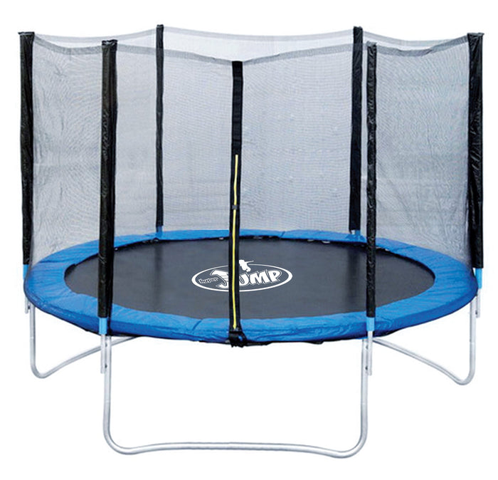 Trampolino Tappeto Elastico Ø244x200 cm in Acciaio con Rete di Protezione Nero e Blu