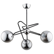Lampadario sospensione SAGITO nero/cromo vetro fumé 3xE14