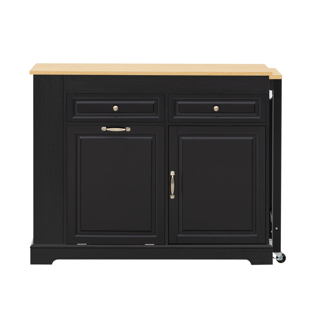Mobile contenitore cucina con 2 cassetti; vano rifiuti e ripiano - per cucina - in MDF - nero - 112×45×92 cm