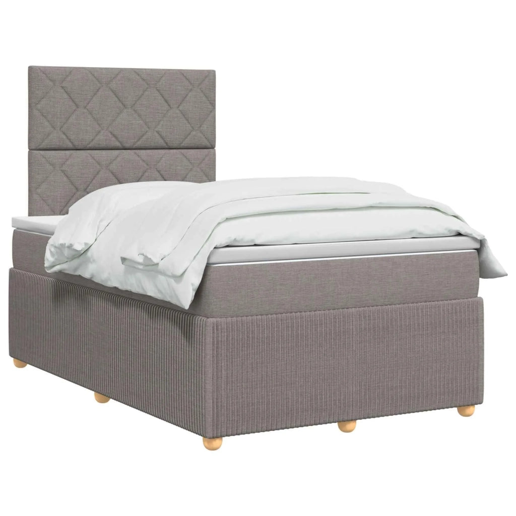 Letto box spring con materasso Tortora 120 x 190 cm Tessuto 3454358