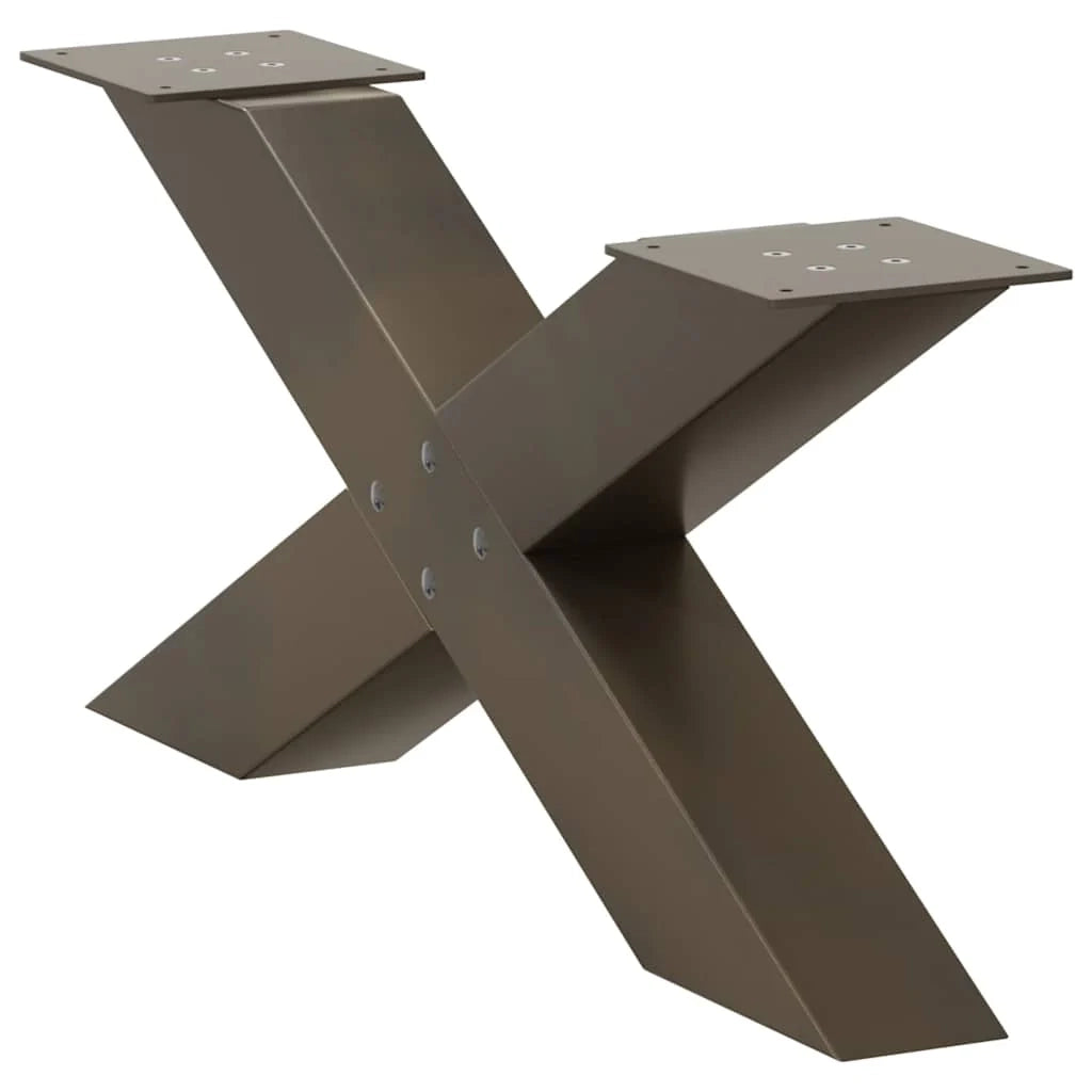 Set di 2 gambe per tavolino da caffè a forma di X 70 x 31 cm con piedini regolabili design moderno acciaio naturale 02_0057219