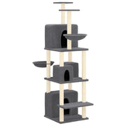 Tiragraffi per gatti Mobili per arrampicata su torre Tiragraffi piattaforma da arrampicata con tiragraffi in sisal scuro 180 cm grigio 02_0022689