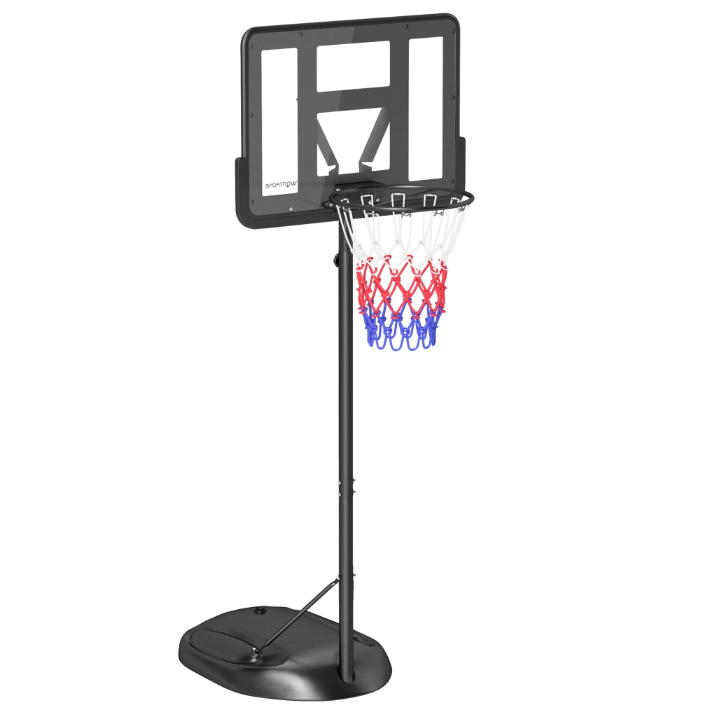 Canestro da Basket per Esterno Regolabile in Altezza con Ruote e Base ¨C zephmum ¨C Nero 216-277 cm