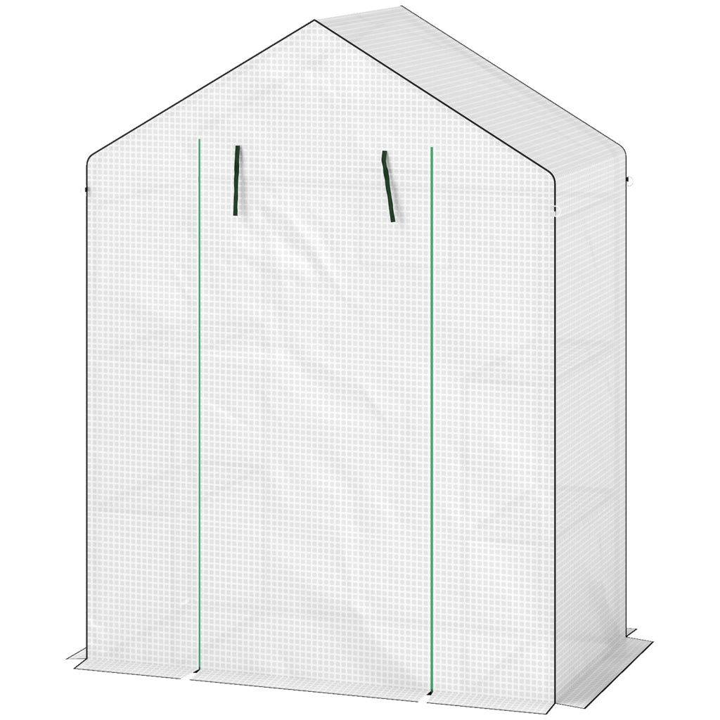 Serra da Giardino con 6 Ripiani e Porta a Rullo ¨C Zephmum ¨C 143x74x190 cm Bianco