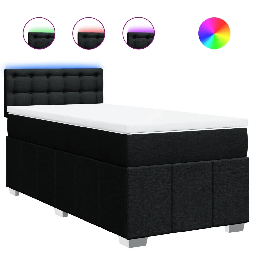 Giroletto a Molle con Materasso-Struttura Letto Nero 90x190 cm in Tessuto 898754