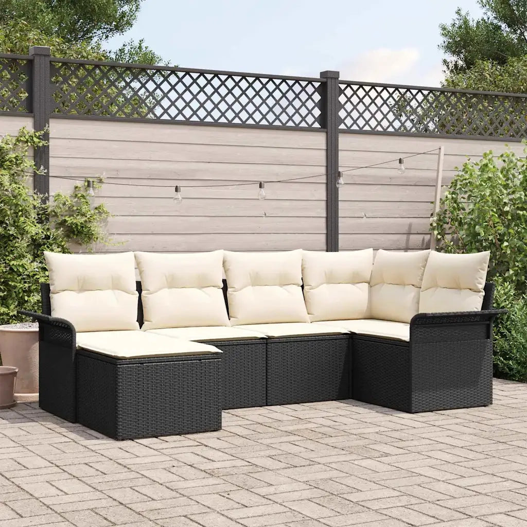 Set Divano da Giardino con archiviazione 6 pcs Nero polyrattan 3354096