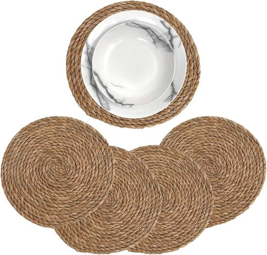 Set di 4 Tavoli Ronde in Fibra di Rete Resistenti al Calore - Placemats in Rete - Diametro 30 cm