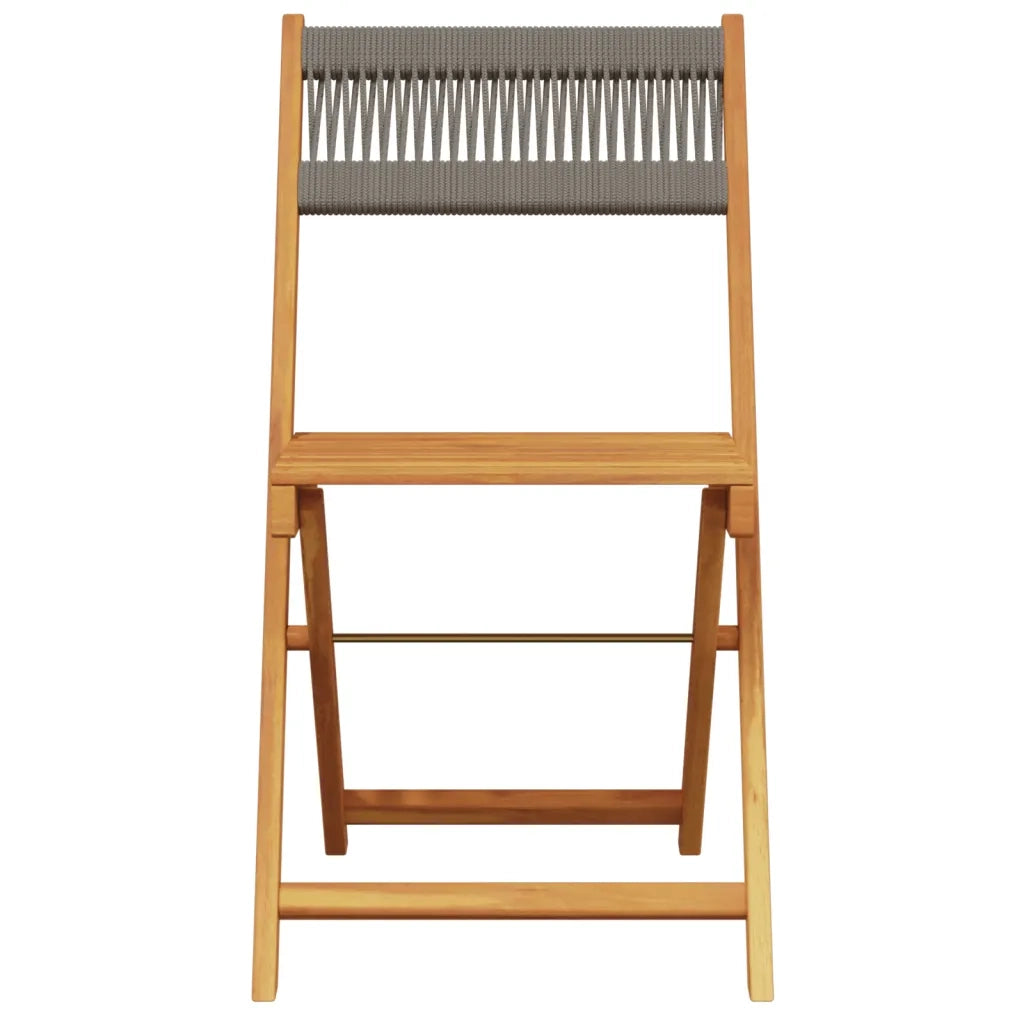 Set da Bistrot 3pz Grigio in Polipropilene e Legno Massello