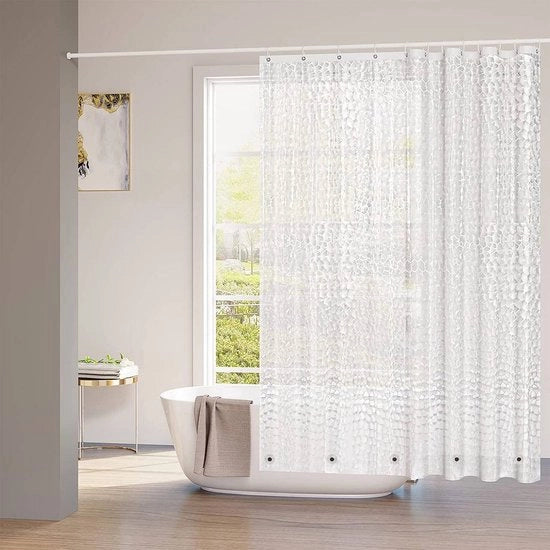Douchegordijn semi-trasparente - modelli a sei angoli - impermeabile e muffa resistente - 180 cm x 180 cm - montaggio facile