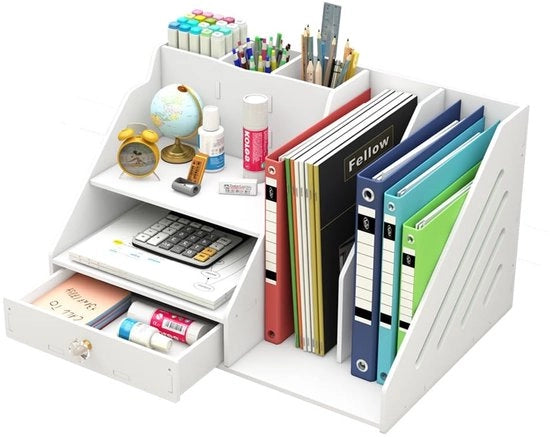 Organizzatore per ufficio con 3 contenitori per penna - 2 contenitori per documenti - Adatto per documenti A4 - Accessori per ufficio - Progetto elegante - Accessori per scrivania