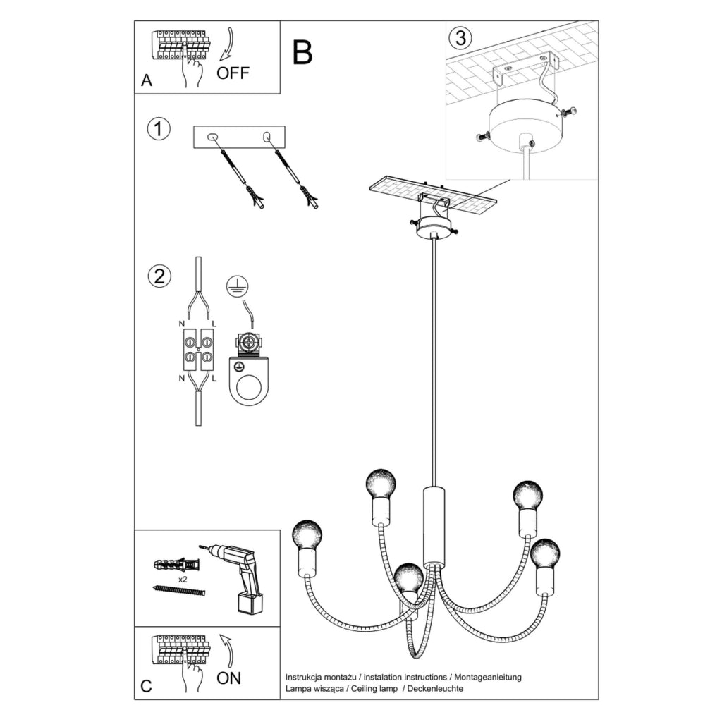 Lampadario Pure Lume MINIMO 3 luci nero metallo PU.0856