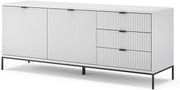 Lavagna Eliza, Bianco, 150 x 60 cm con 3 cassetti, 2 ante, utilizzabile come supporto TV e per la conservazione