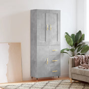 Credenza-Buffet-Armadio da cucina Grigio Cemento 69,5x34x180 cm in Legno Multistrato 596937