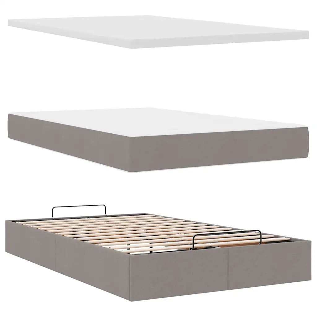 Pouf Letto con Materasso e LED Tortora 120x190cm in Tessuto 3312295