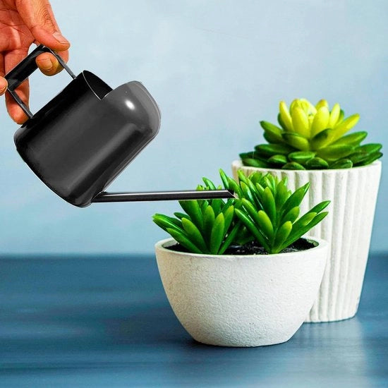 Mini giocatore 300 ml - giocatore in acciaio inossidabile mini con collo lungo per piante da appartamento - metallo nero - piante da vaso e piante da appendere