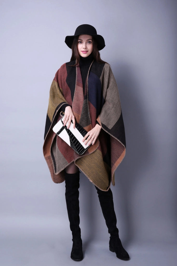 Mantella/sciarpa da donna in cashmere caldo per autunno/inverno con spacchi - Sciarpa alla moda